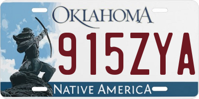 OK license plate 915ZYA