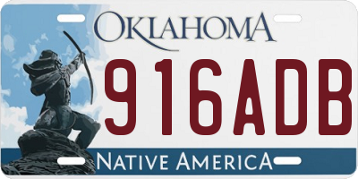 OK license plate 916ADB