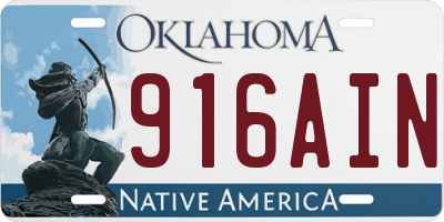 OK license plate 916AIN
