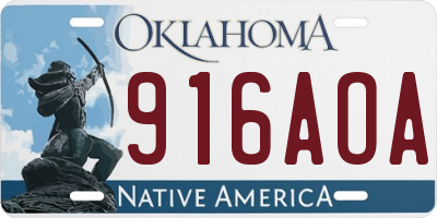 OK license plate 916AOA