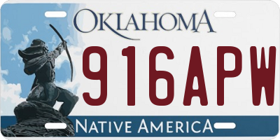 OK license plate 916APW