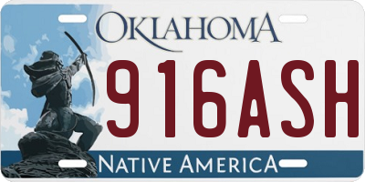 OK license plate 916ASH