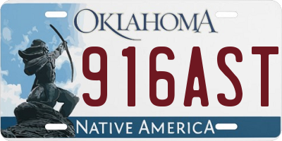 OK license plate 916AST