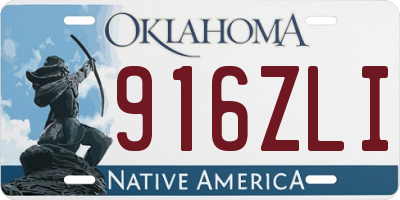 OK license plate 916ZLI