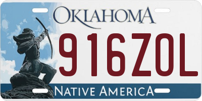 OK license plate 916ZOL