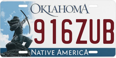 OK license plate 916ZUB