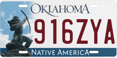 OK license plate 916ZYA