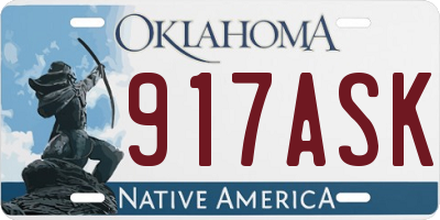 OK license plate 917ASK