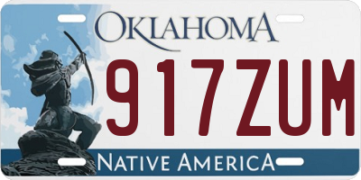 OK license plate 917ZUM