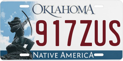 OK license plate 917ZUS