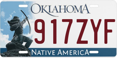 OK license plate 917ZYF