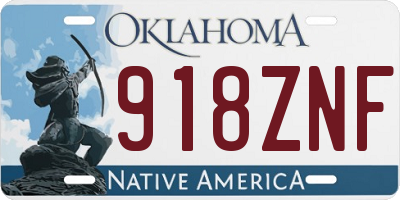 OK license plate 918ZNF