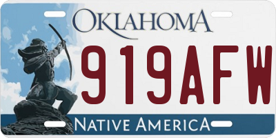 OK license plate 919AFW