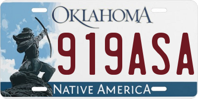 OK license plate 919ASA