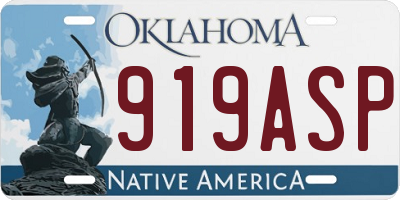 OK license plate 919ASP