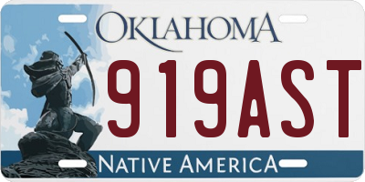 OK license plate 919AST