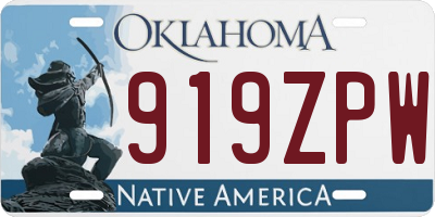 OK license plate 919ZPW
