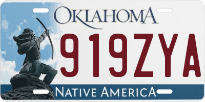 OK license plate 919ZYA