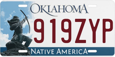 OK license plate 919ZYP