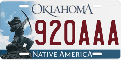 OK license plate 920AAA