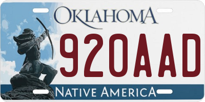 OK license plate 920AAD