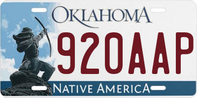 OK license plate 920AAP