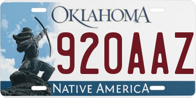 OK license plate 920AAZ