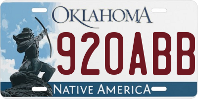 OK license plate 920ABB