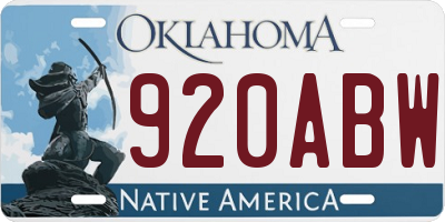 OK license plate 920ABW