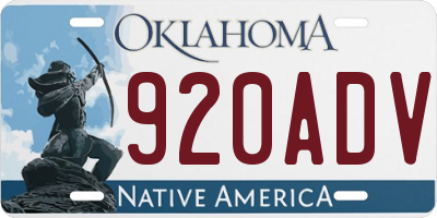 OK license plate 920ADV