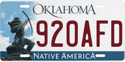 OK license plate 920AFD