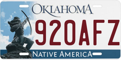 OK license plate 920AFZ