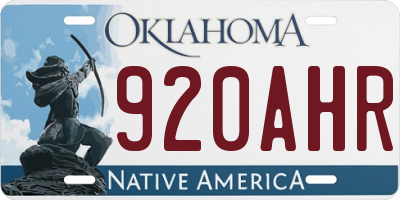 OK license plate 920AHR