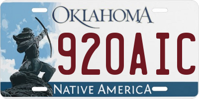 OK license plate 920AIC