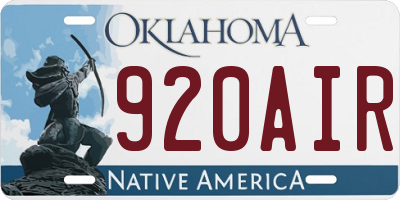 OK license plate 920AIR
