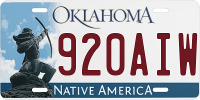 OK license plate 920AIW