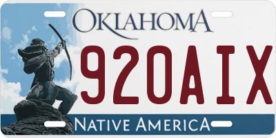 OK license plate 920AIX