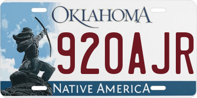 OK license plate 920AJR