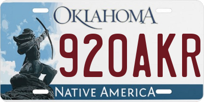 OK license plate 920AKR