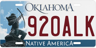 OK license plate 920ALK