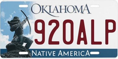OK license plate 920ALP