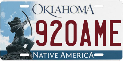 OK license plate 920AME