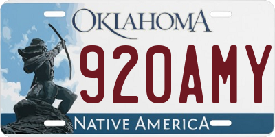 OK license plate 920AMY