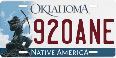 OK license plate 920ANE