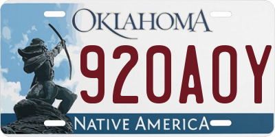 OK license plate 920AOY