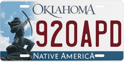 OK license plate 920APD