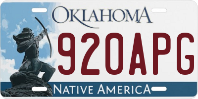 OK license plate 920APG