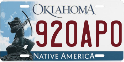 OK license plate 920APO