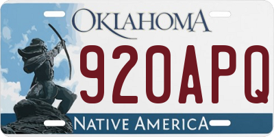 OK license plate 920APQ