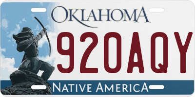 OK license plate 920AQY